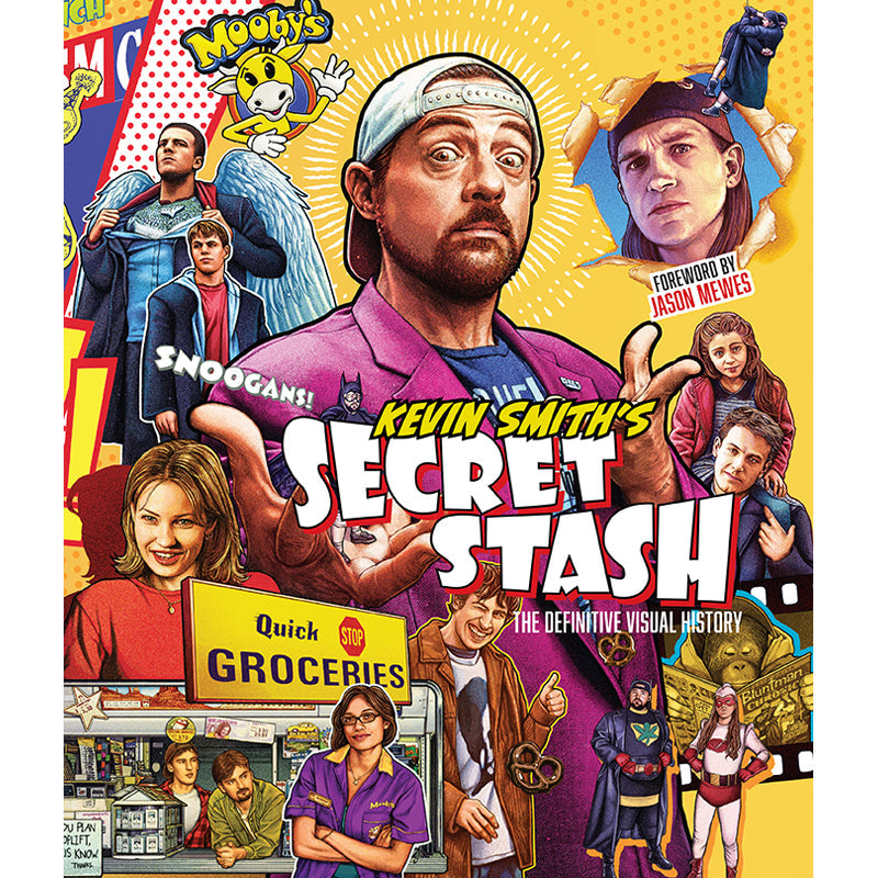 Hardcover of Kevin Smith's Secret Stash with protective jacket, published by Insight Editions, featuring comic book and pop culture themes.