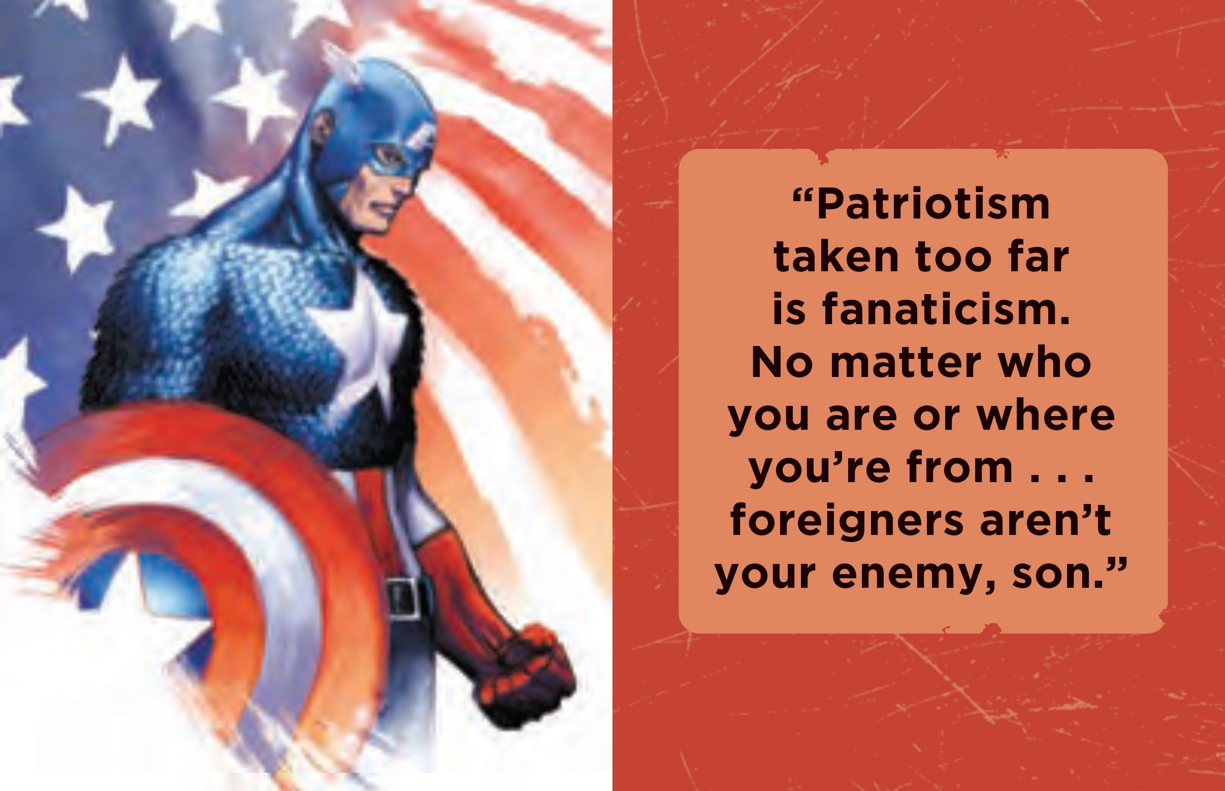Hardcover book with jacket featuring Captain America from Marvel Comics, displaying inspirational quotes from the First Avenger.