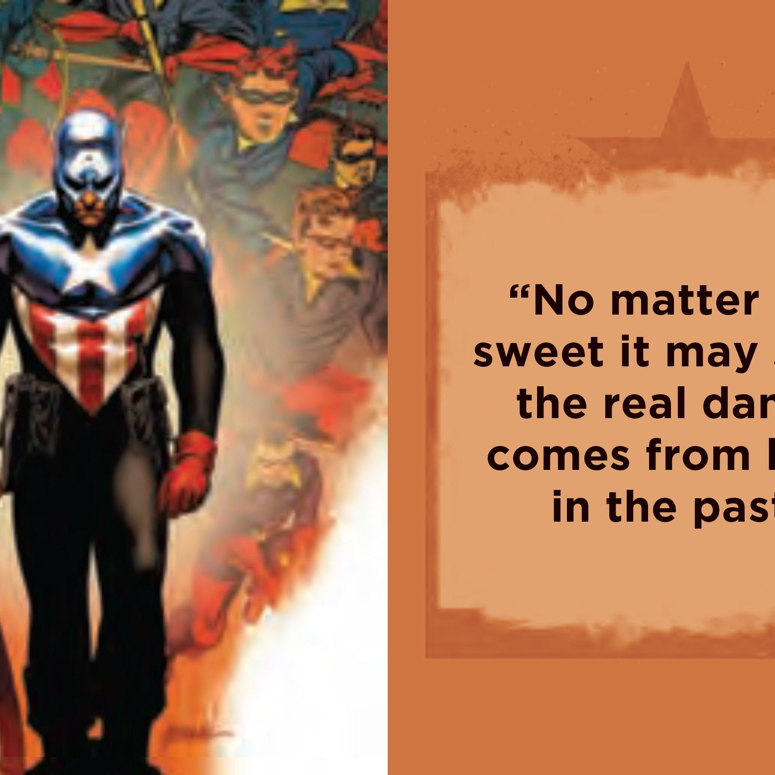 Hardcover book with jacket featuring Marvel Comics Captain America inspirational quotes, highlighting the First Avenger.