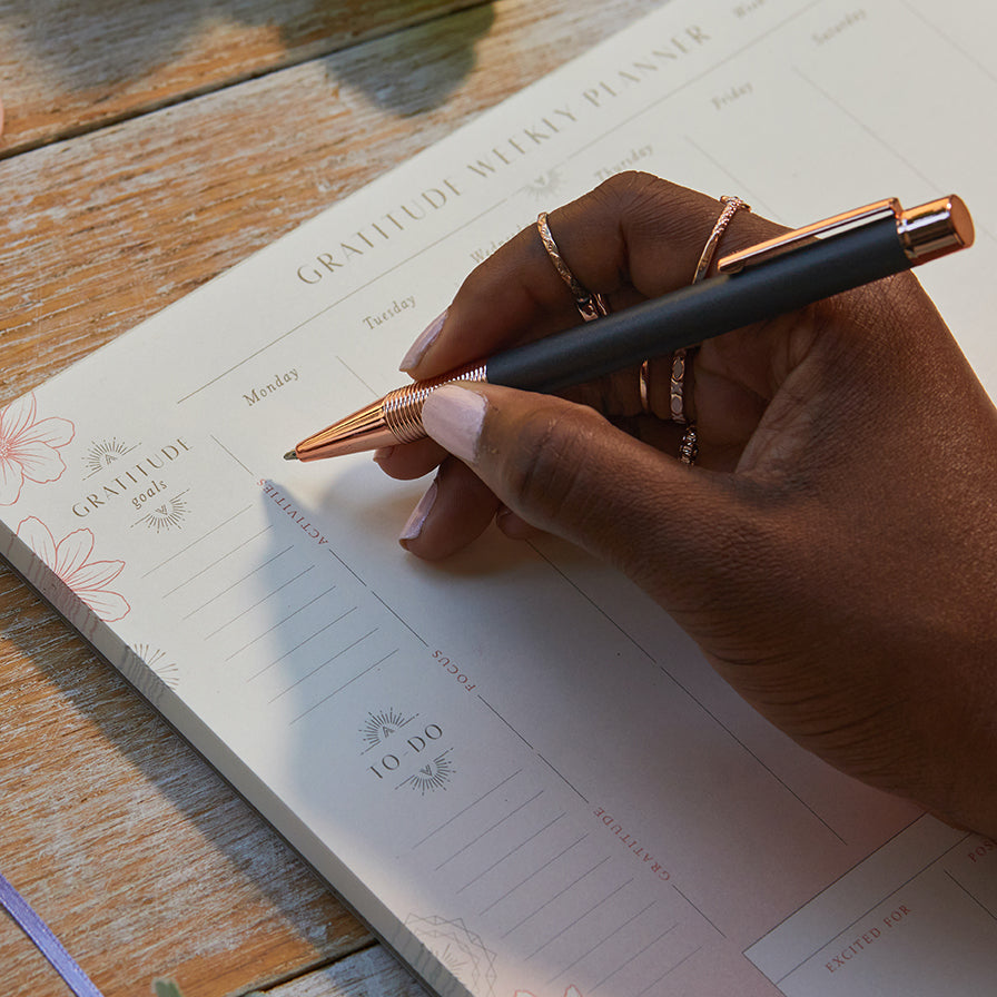 Insight Editions Gratitude Weekly Planner Notepad for home organization, featuring a clean, modern design for daily gratitude journaling.