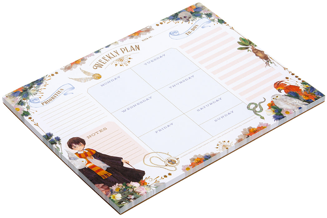 Harry Potter Floral Fantasy weekly planner notepad by Insight Editions featuring magical floral designs and organized weekly pages