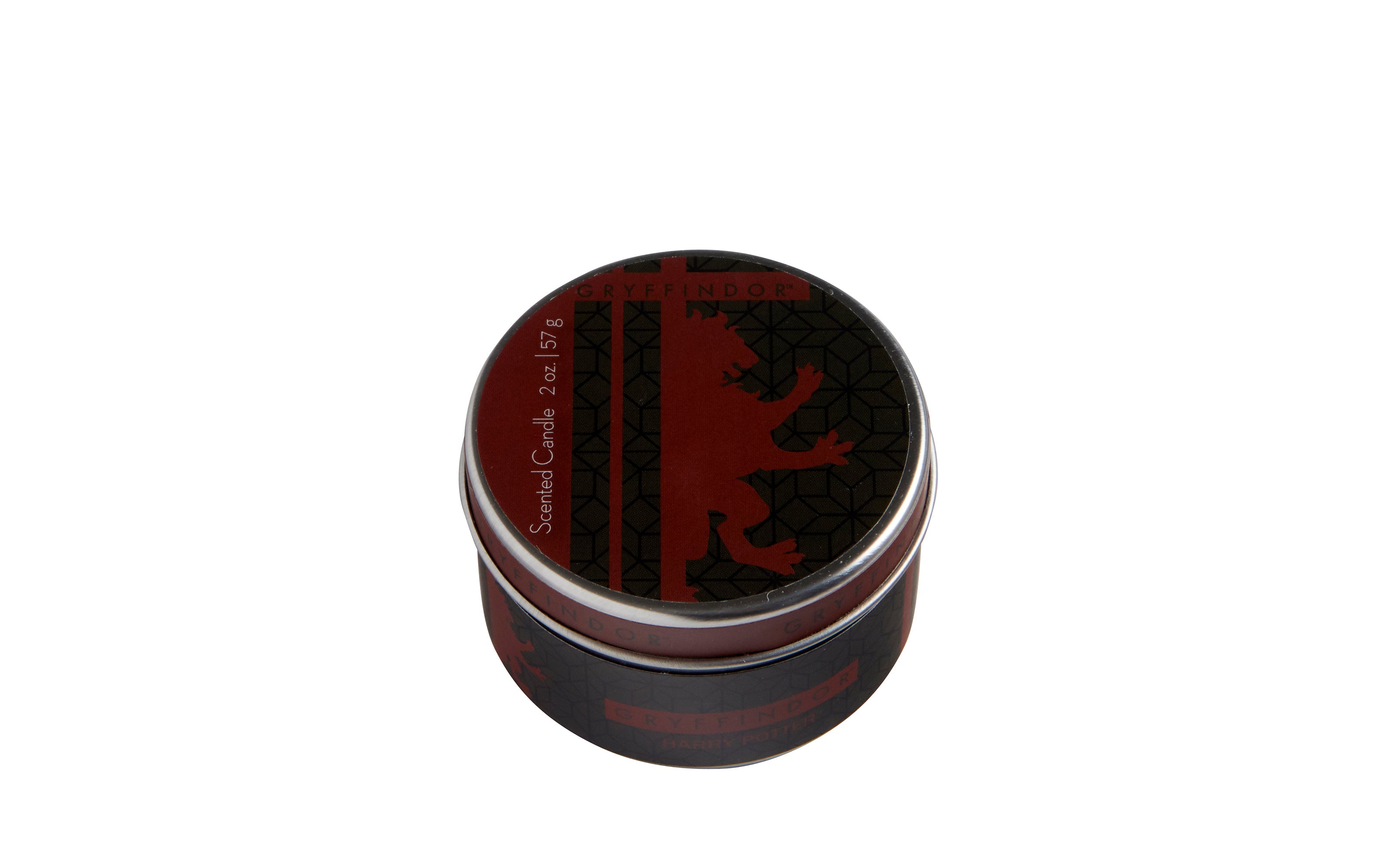 Gryffindor scented candle in a 2 oz. jar featuring Harry Potter-themed design, perfect for home decor and magical ambiance.