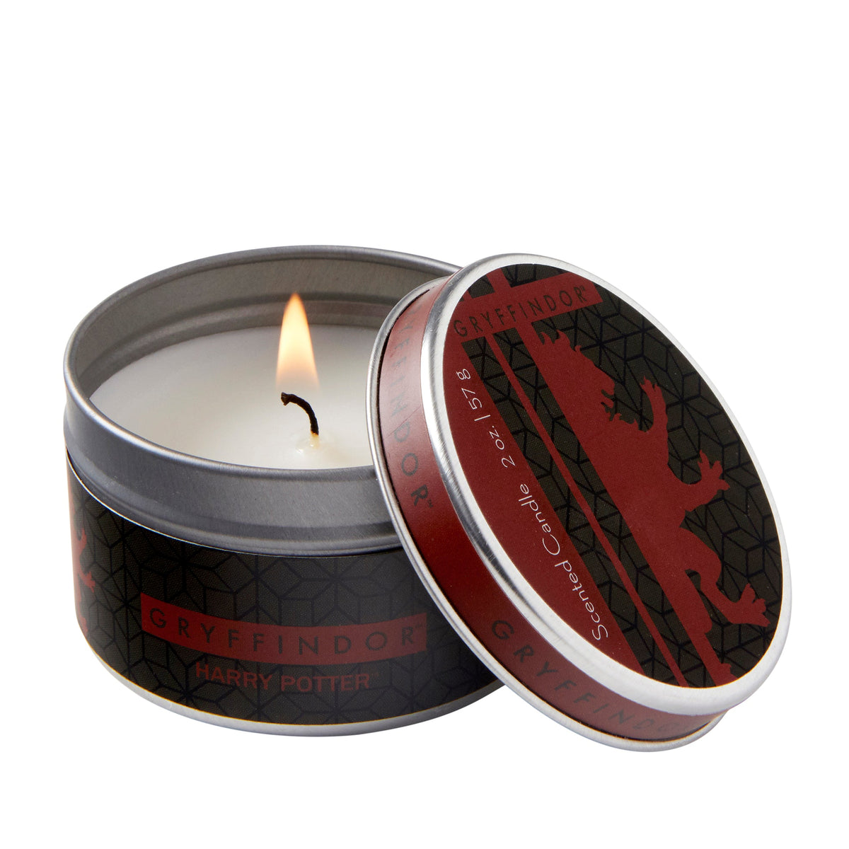Gryffindor scented candle from Harry Potter by Insight Editions, 2 oz. home decor candle with Gryffindor branding and label.