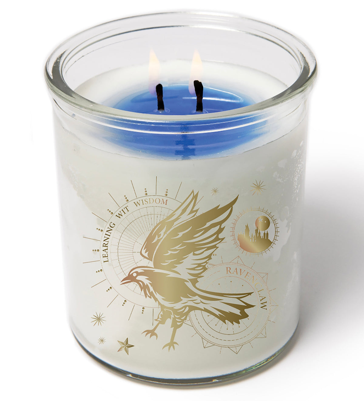 Color-changing Ravenclaw candle from Harry Potter by Insight Editions, featuring a magical design and intricate Ravenclaw house details.
