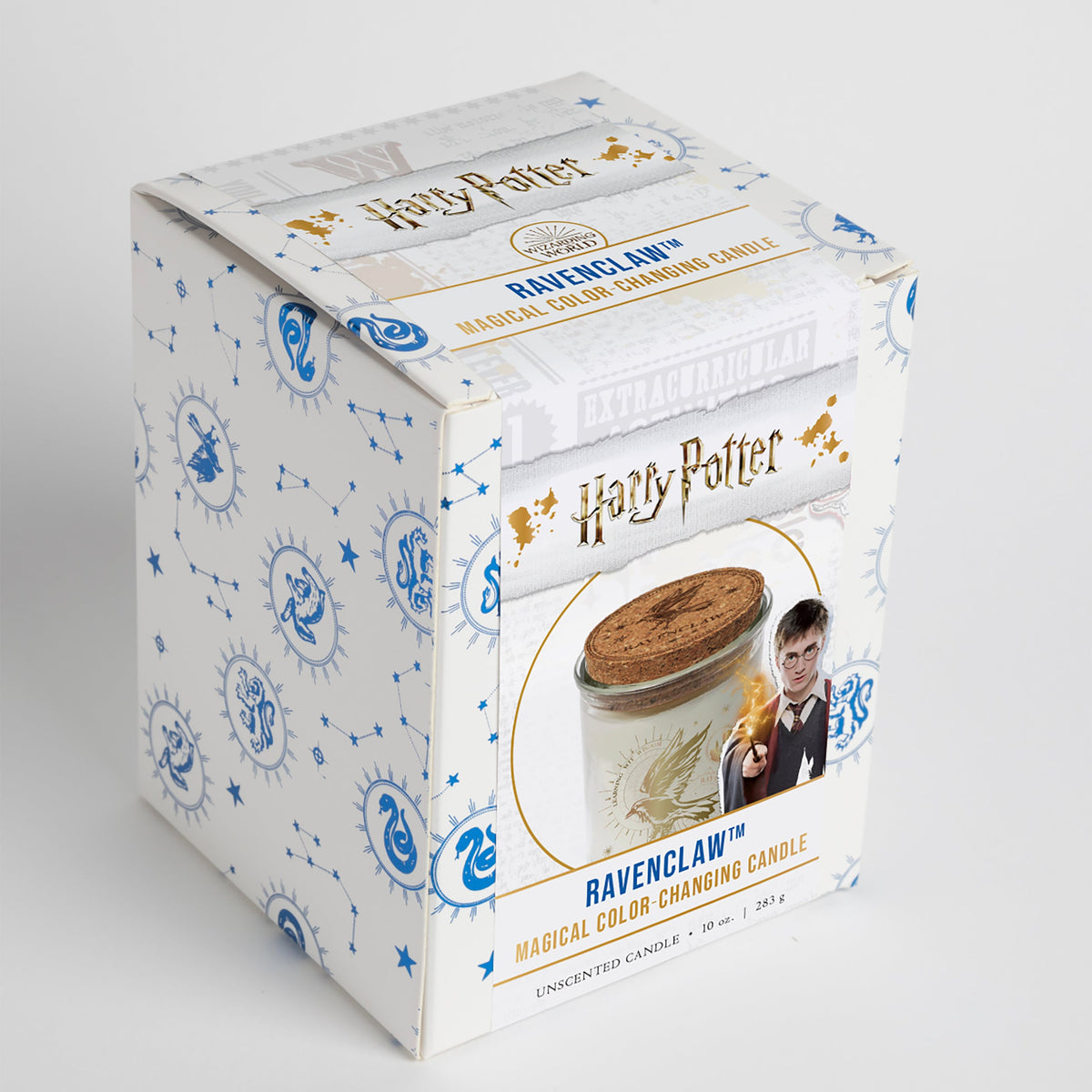 Harry Potter Ravenclaw candle by Insight Editions, a color-changing home décor candle featuring the Ravenclaw crest and magical design.