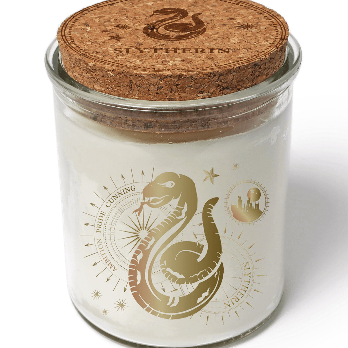 Color-changing Slytherin candle from Harry Potter by Insight Editions, featuring a magical green design for home decor.