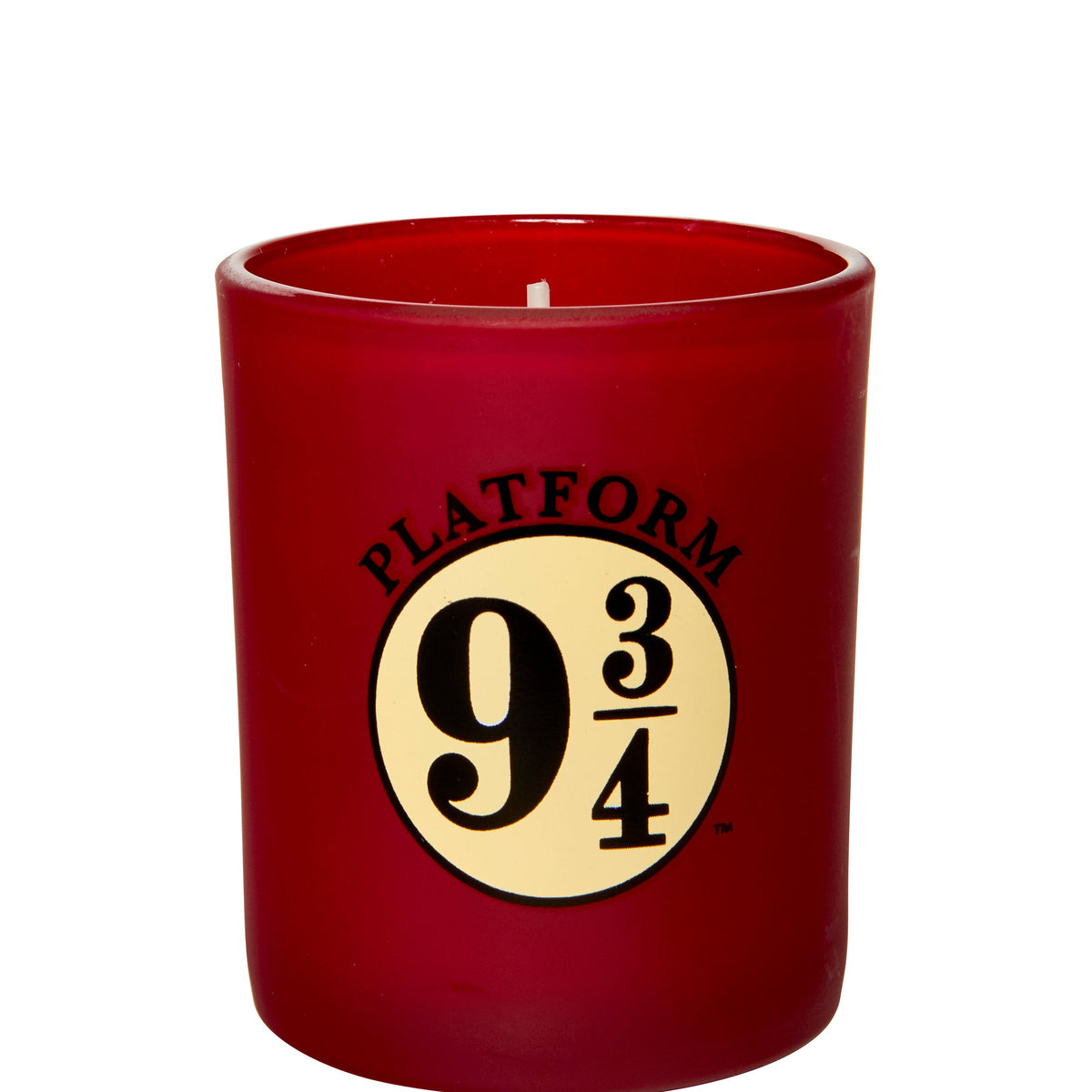 Harry Potter Platform 9-3/4 glass votive candle in a clear decorative glass holder for home decor.