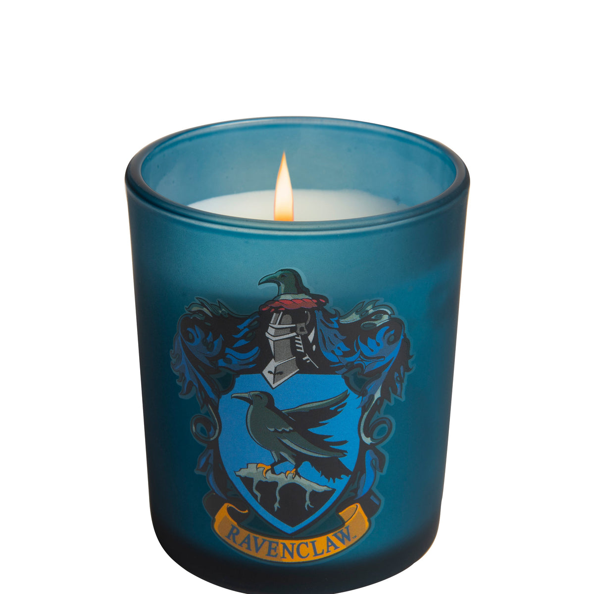 Ravenclaw glass votive candle featuring Harry Potter-themed design, made by Insight Editions for home decor.