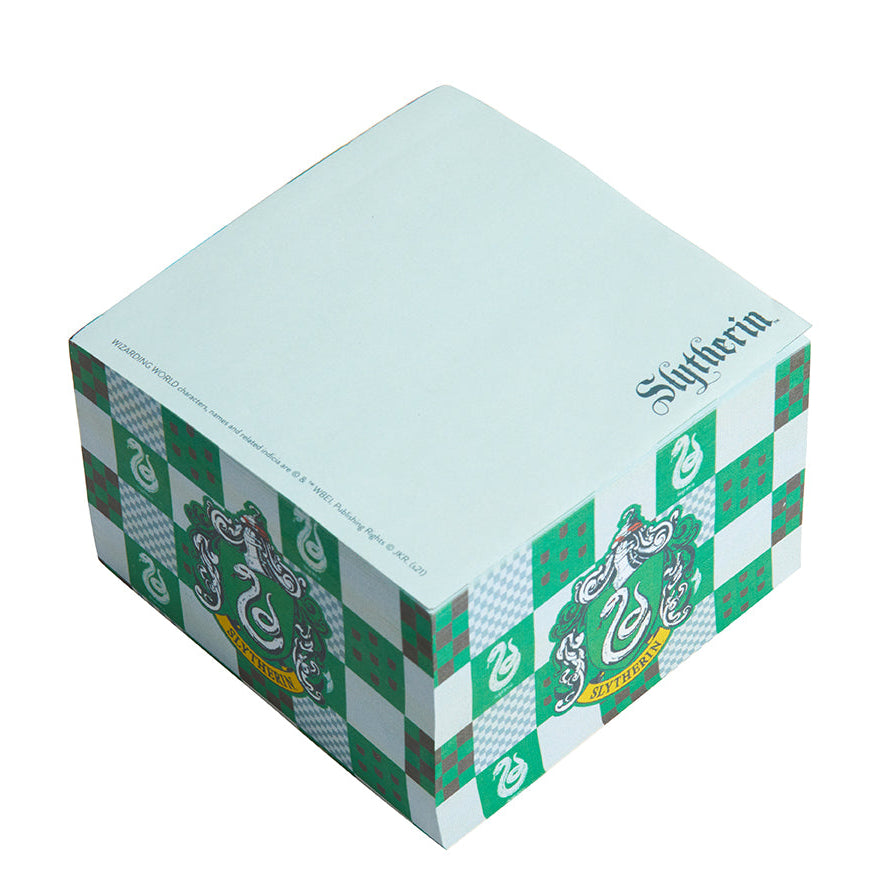 Slytherin Harry Potter memo cube from Insight Editions, featuring house emblem and green design, for home office organization.