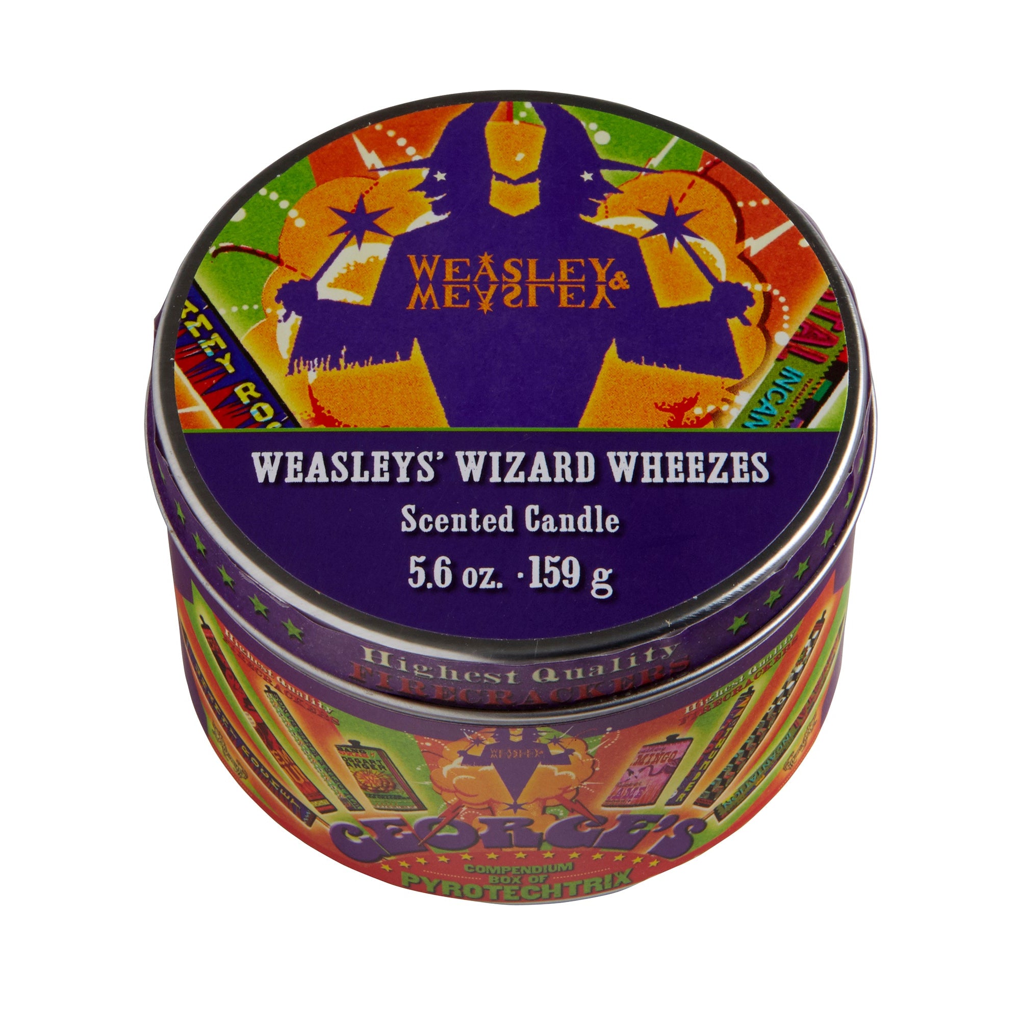Harry Potter Weasleys' Wizard Wheezes scented candle in mint, 5.6 oz, Insight Editions home decor and candle product.