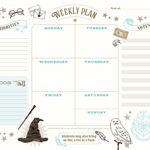 Harry Potter weekly planner notepad by Insight Editions with a magical cover design, ideal for organizing weekly tasks at home.