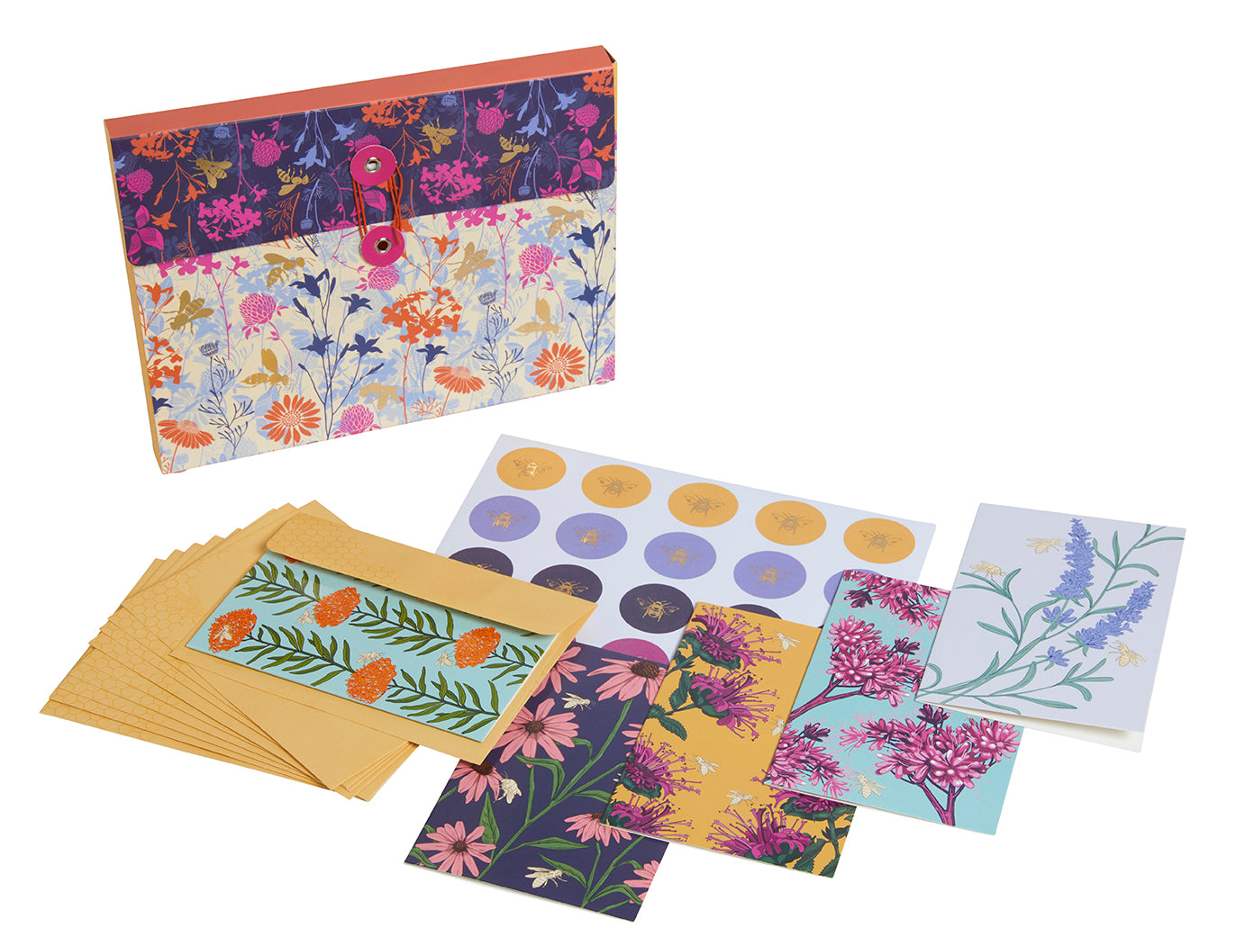 Set of 20 Honeybee Card Portfolio Set by Insight Editions, featuring decorative home goods cards with bee-themed designs.