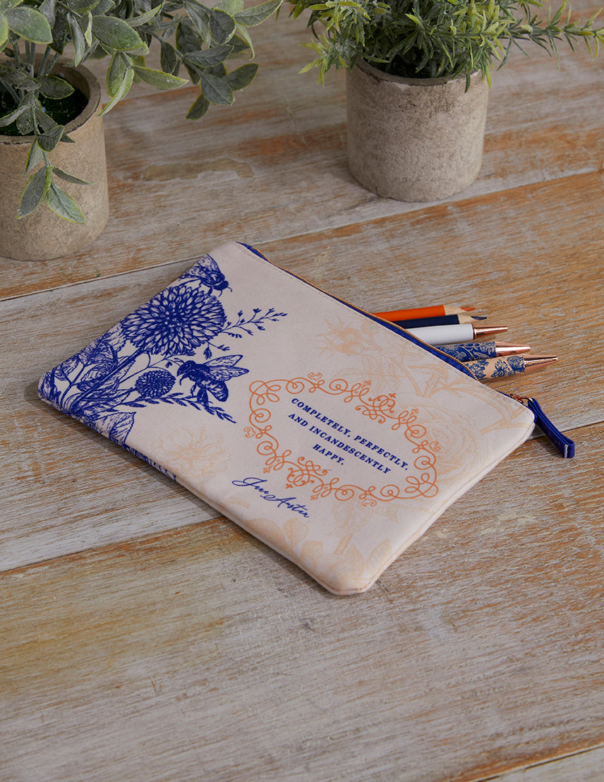 Jane Austen accessory pouch by Insight Editions, featuring a stylish fabric design, ideal for organizing small items.