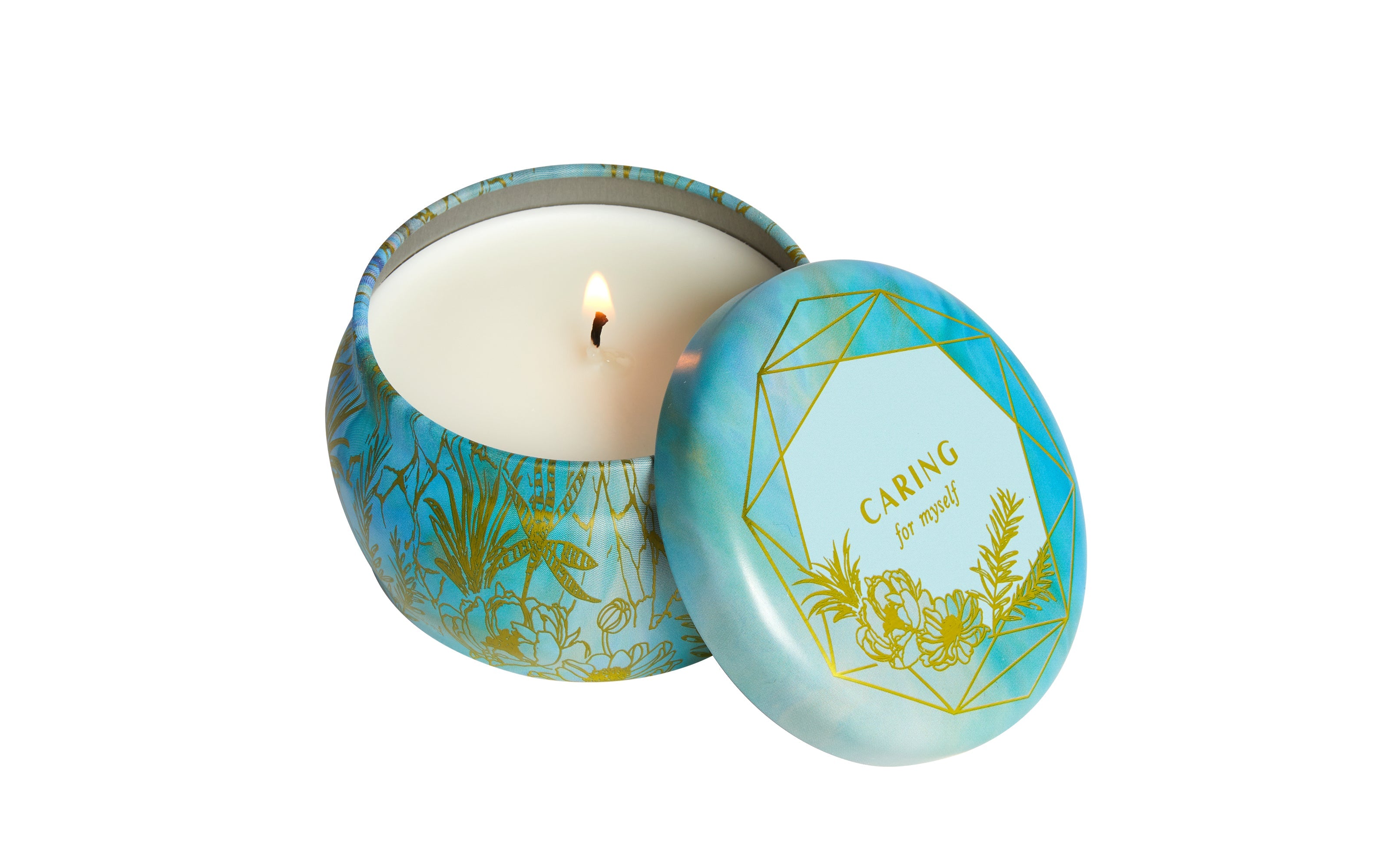 Self-Care scented tin candle from Insight Editions, with a cozy, relaxing design perfect for home ambiance.