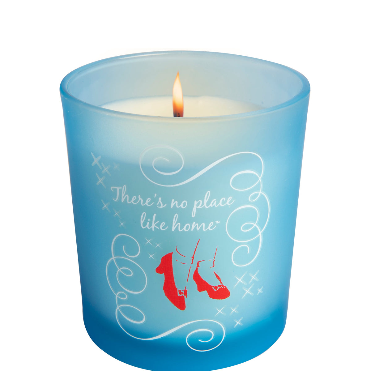 Glass candle featuring The Wizard of Oz design by Insight Editions, showcasing a colorful, decorative home decor item.