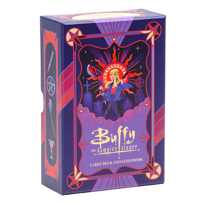 Buffy the Vampire Slayer Tarot Deck and Guidebook kit by Insight Editions, featuring illustrated tarot cards and guidebook.