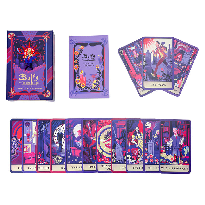 Buffy the Vampire Slayer Tarot Deck and Guidebook kit by Insight Editions featuring themed tarot cards and instructional guide.