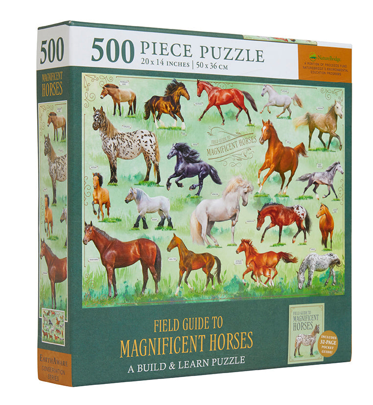 Insight Editions horse field guide kit featuring illustrations and information on magnificent horse breeds and characteristics.