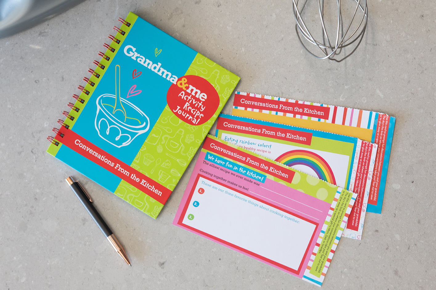 Grandma and Me kitchen activity kit by Insight Editions with cooking tools and recipe cards for fun family bonding.