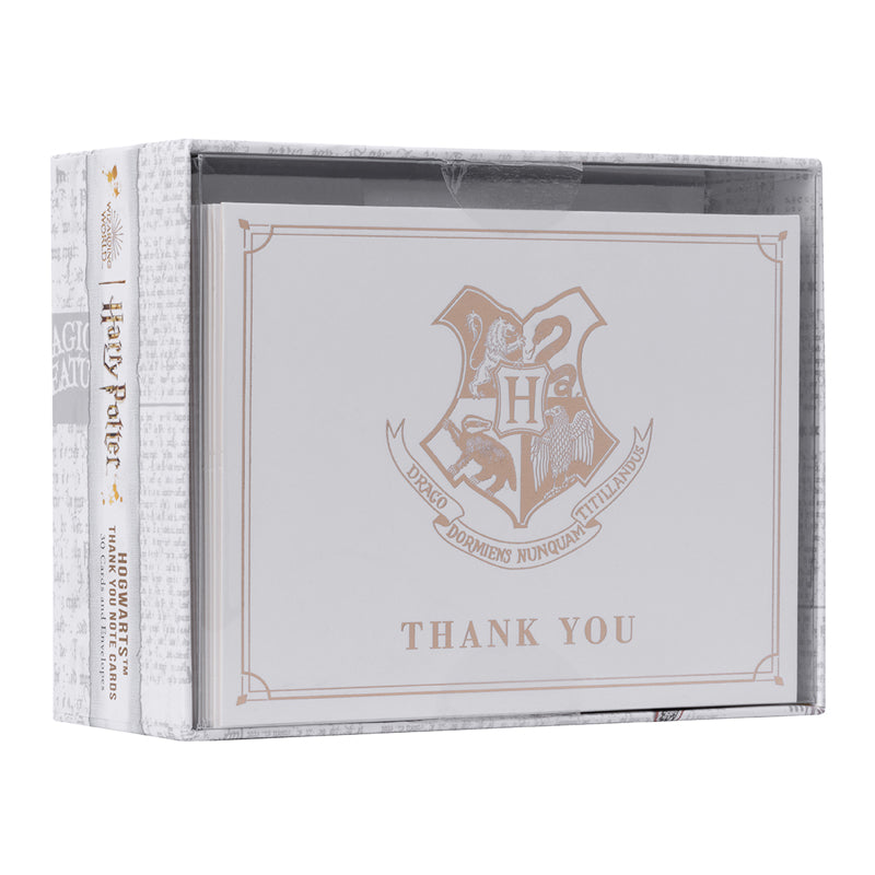 Set of 30 Harry Potter Hogwarts Thank You boxed cards by Insight Editions with magical wizard-themed designs.