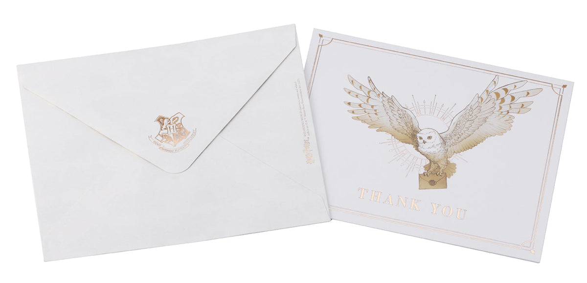 Harry Potter Hogwarts thank you boxed cards set by Insight Editions, featuring 30 wizard-themed thank you cards with magical designs.