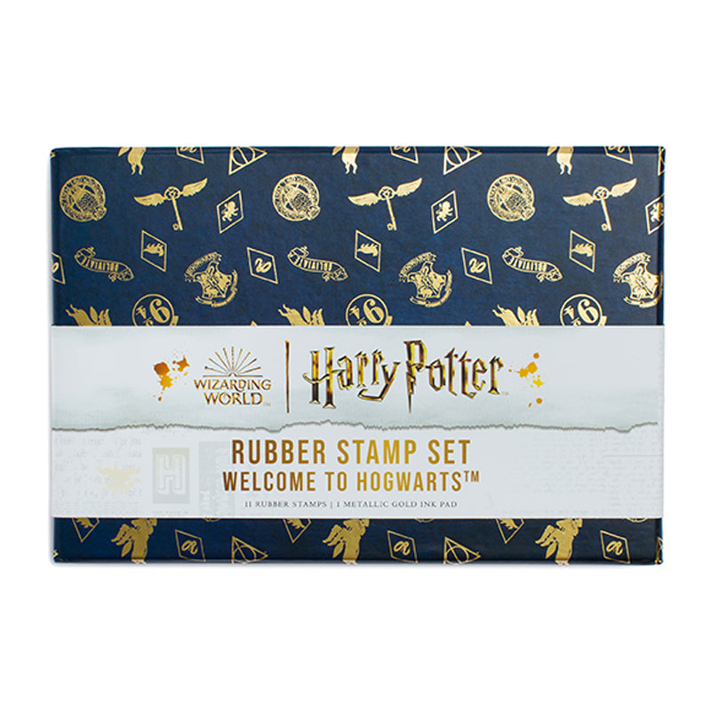 Harry Potter Welcome to Hogwarts rubber stamp set from Insight Editions, featuring magical Hogwarts-themed stamps for crafting.