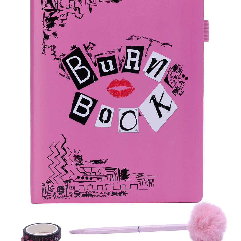 Mean Girls Burn Book scrapbook kit by Insight Editions with pages and accessories for creating themed scrapbook pages.