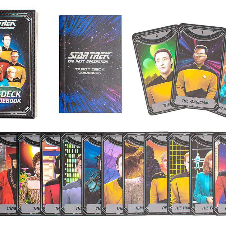 Star Trek: The Next Generation tarot deck and guidebook kit by Insight Editions, featuring themed cards and instructional guide.