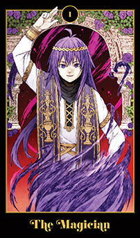 Anime-themed tarot deck and guidebook kit by Insight Editions, featuring colorful illustrated tarot cards and instructional guide.