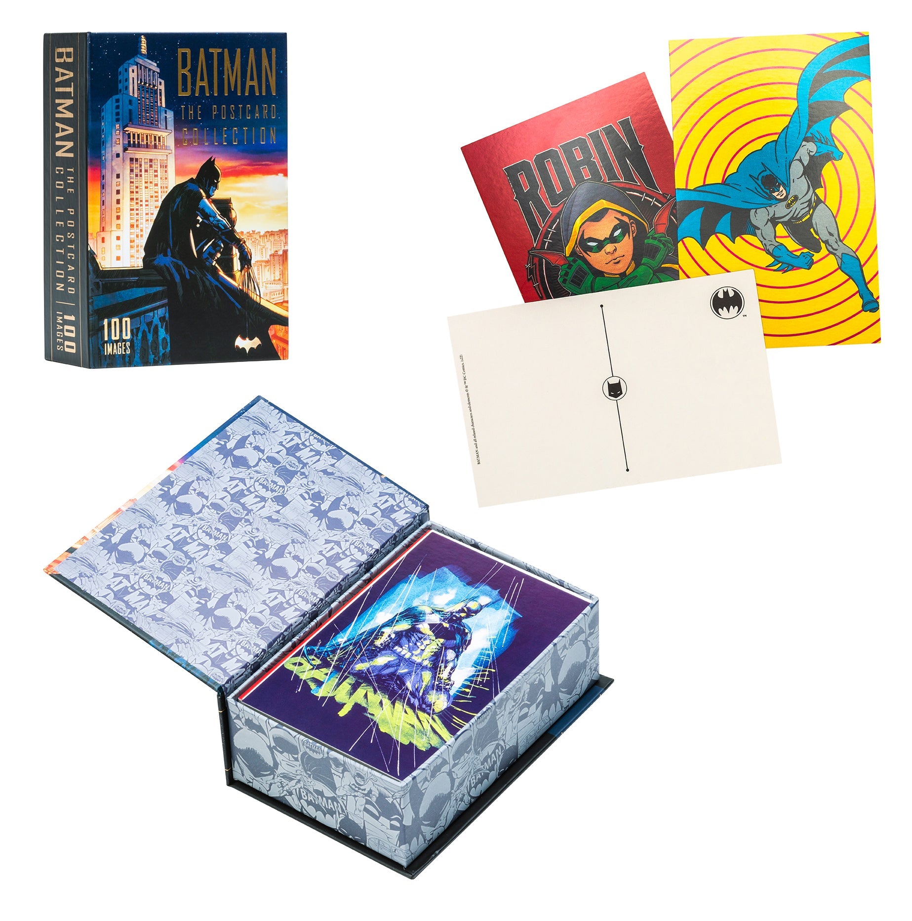 Batman: The Postcard Collection gift stationery kit by Insight Editions with illustrated Batman postcards and themed stationery items.