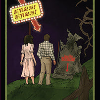 Beetlejuice Tarot Deck and Guide kit with softbound book, featuring spooky cartoon-style illustrations for tarot reading.