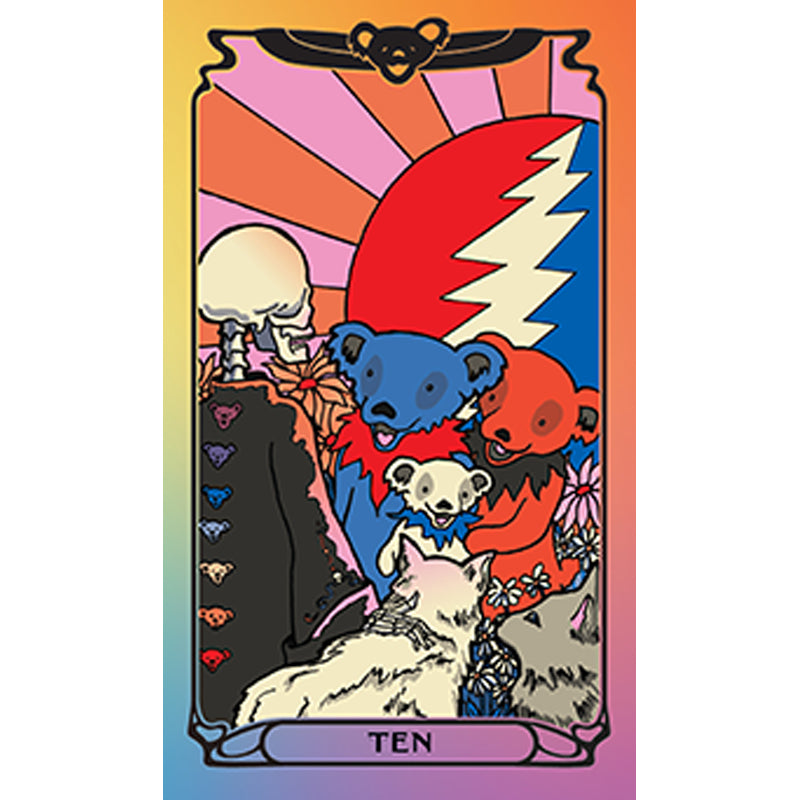 Insight Editions softbound Grateful Dead Tarot Deck and Guidebook kit with colorful tarot cards and instruction manual.
