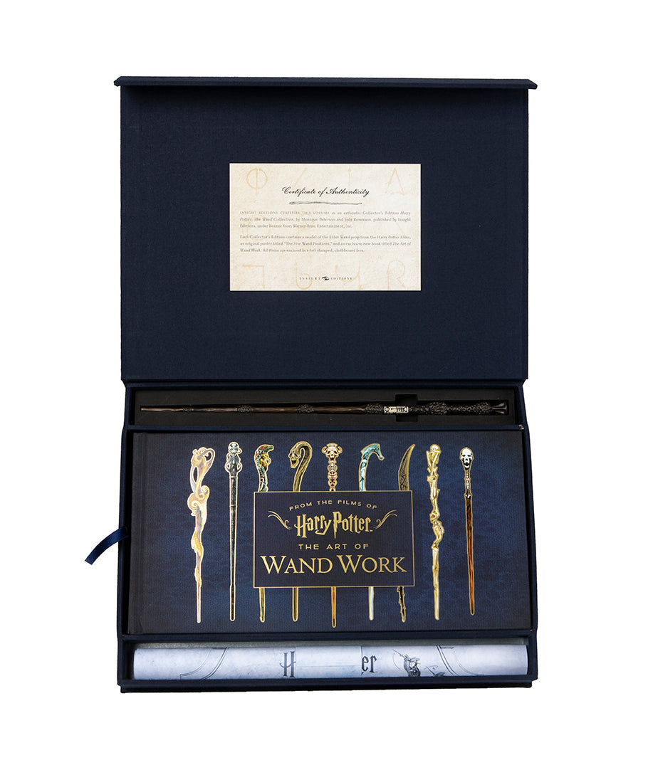Limited edition Harry Potter wand collection by Insight Editions, featuring intricately crafted wizard wands on display.