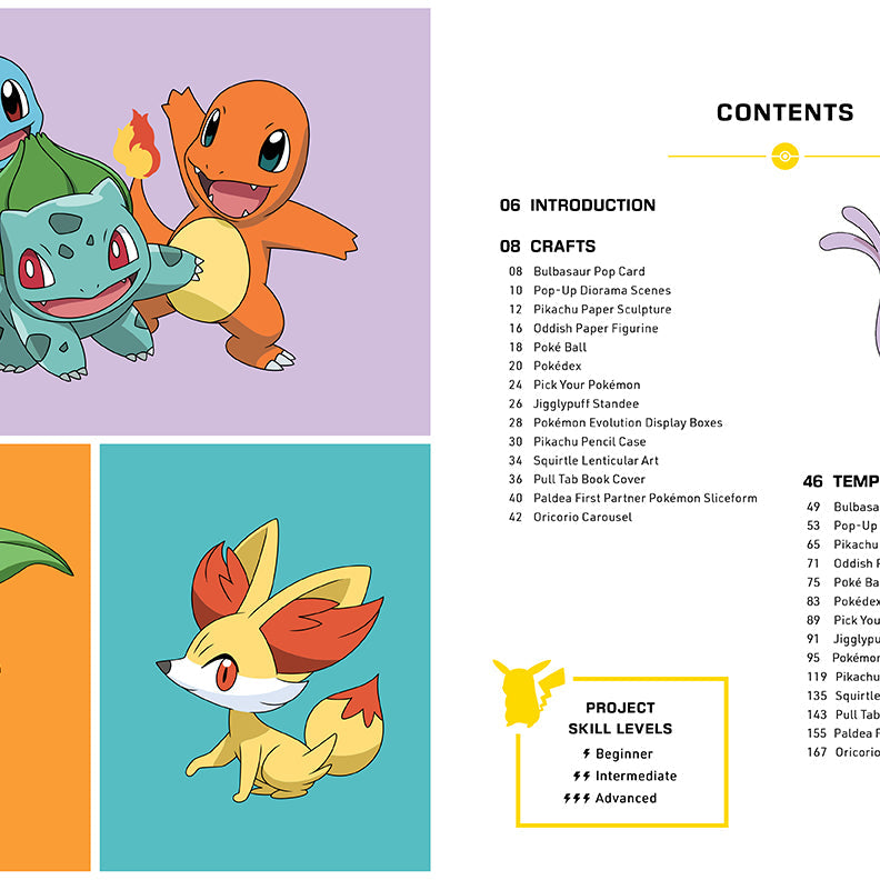 Softcover Amazing Pokemon Paper Crafts book by Insight Editions featuring colorful Pokemon paper craft designs and instructions.