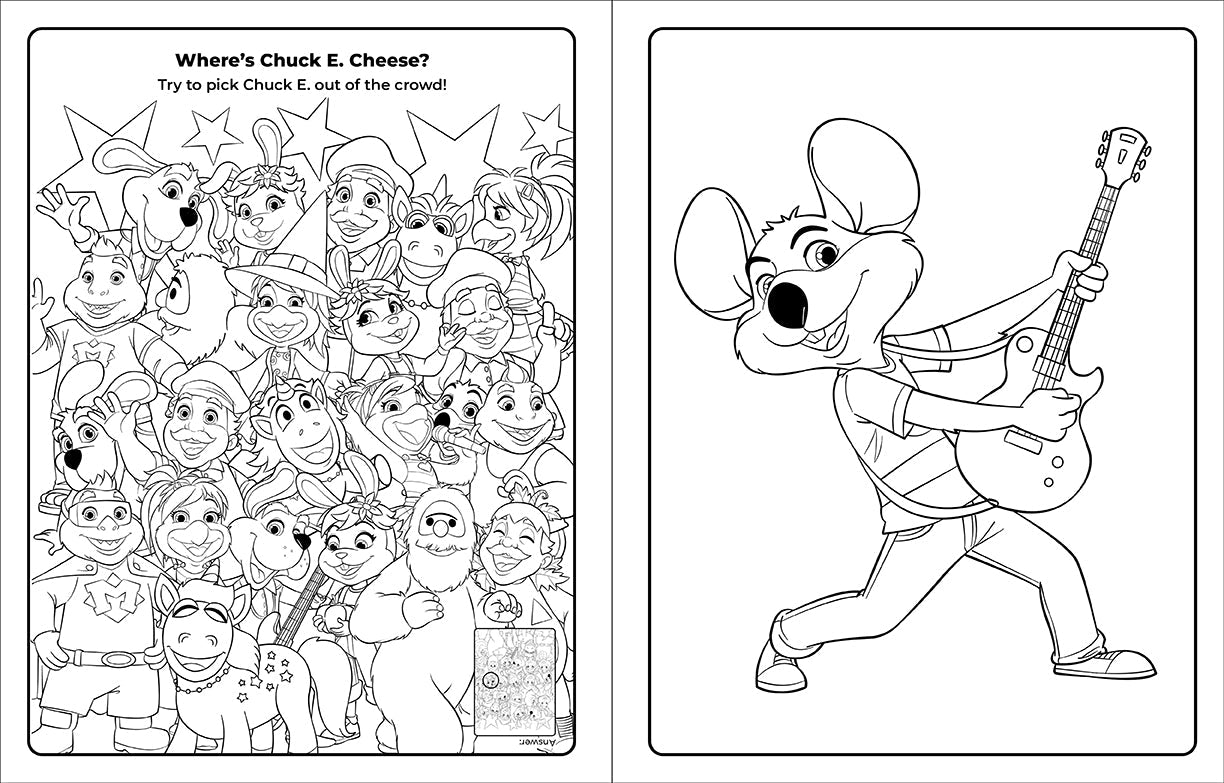 Softcover Chuck E. Cheese & Friends coloring and activity book by Insight Editions, featuring fun cartoon characters and pages.