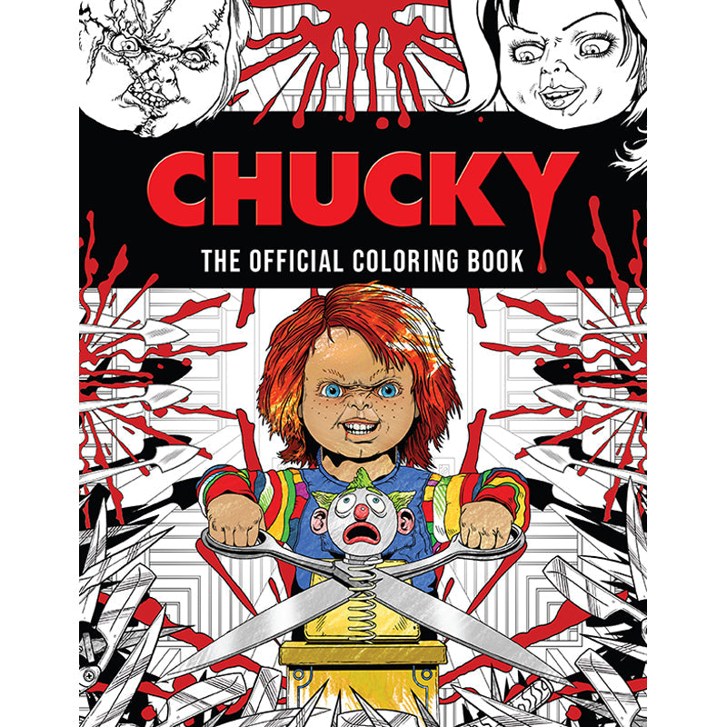 Softcover Chucky: The Official Coloring Book by Insight Editions featuring colorful illustrations of the iconic horror character.