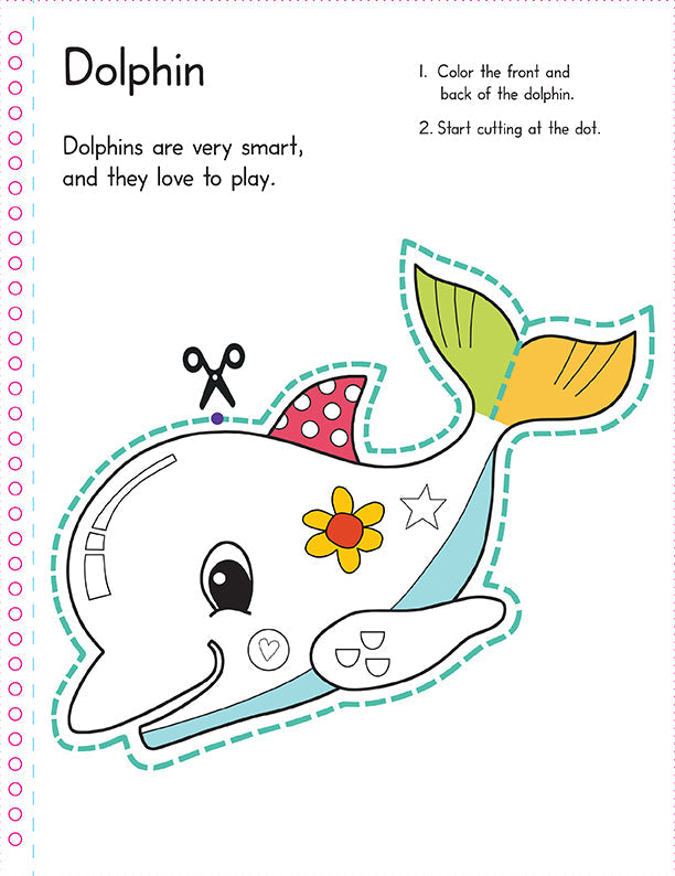 Softcover book titled "Color, Cut, and Fold: Ocean Animals" by Insight Editions featuring vibrant ocean animal illustrations.