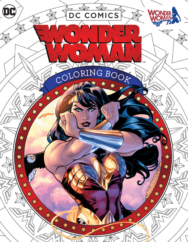 Softcover Wonder Woman coloring book by Insight Editions featuring DC Comics characters and detailed superhero illustrations.