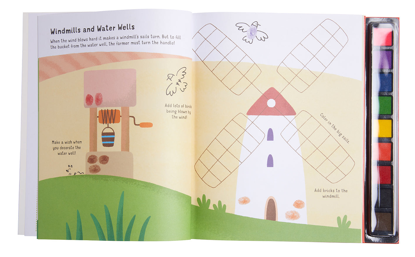 Softcover fingerprint farm book by Insight Editions featuring colorful farm illustrations and fingerprint art for kids.