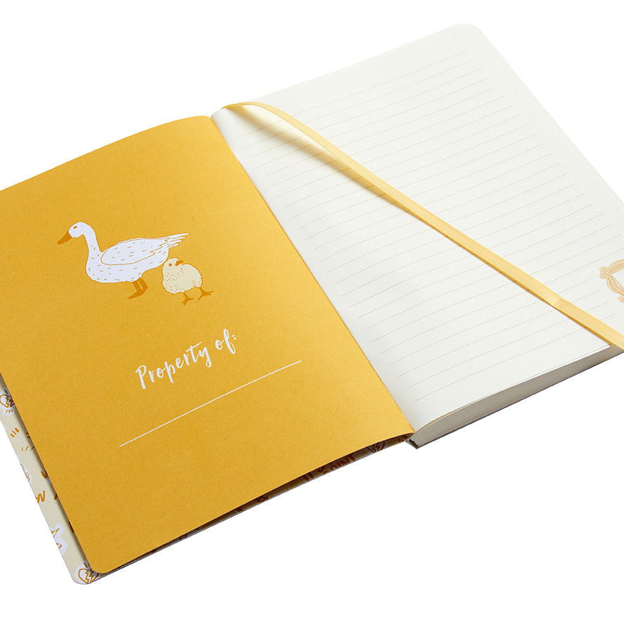 Friends softcover notebook with yellow frame cover, Insight Editions brand, featuring a colorful design and spiral binding.