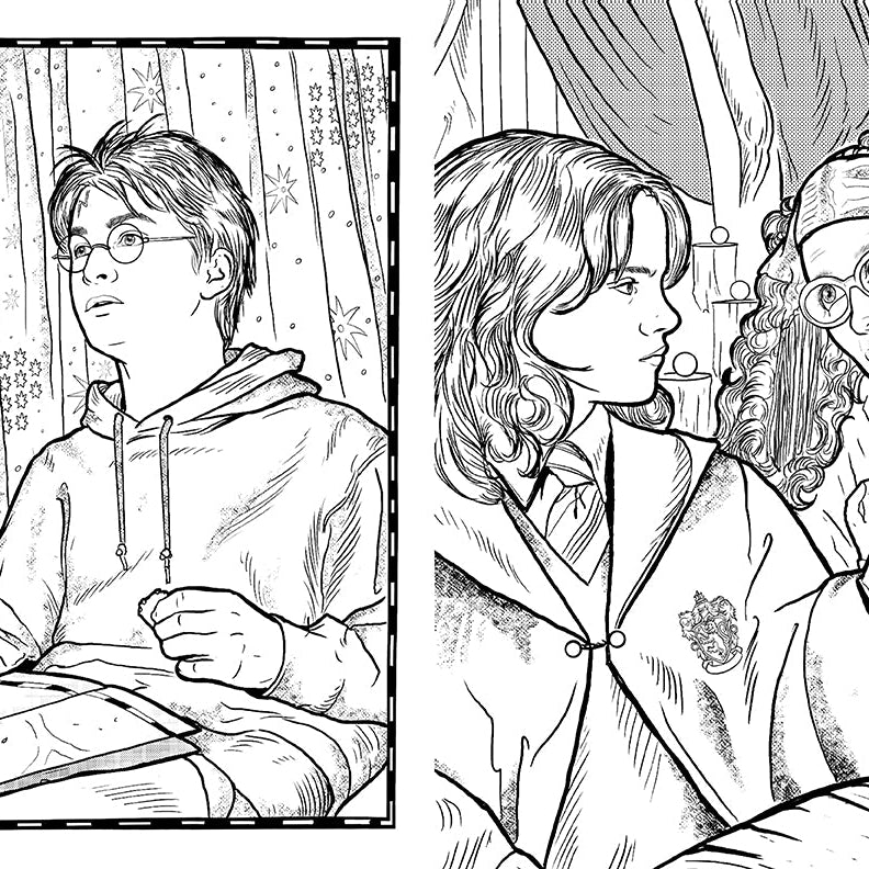 Softcover Harry Potter coloring book by Insight Editions featuring magical wizard illustrations for coloring.
