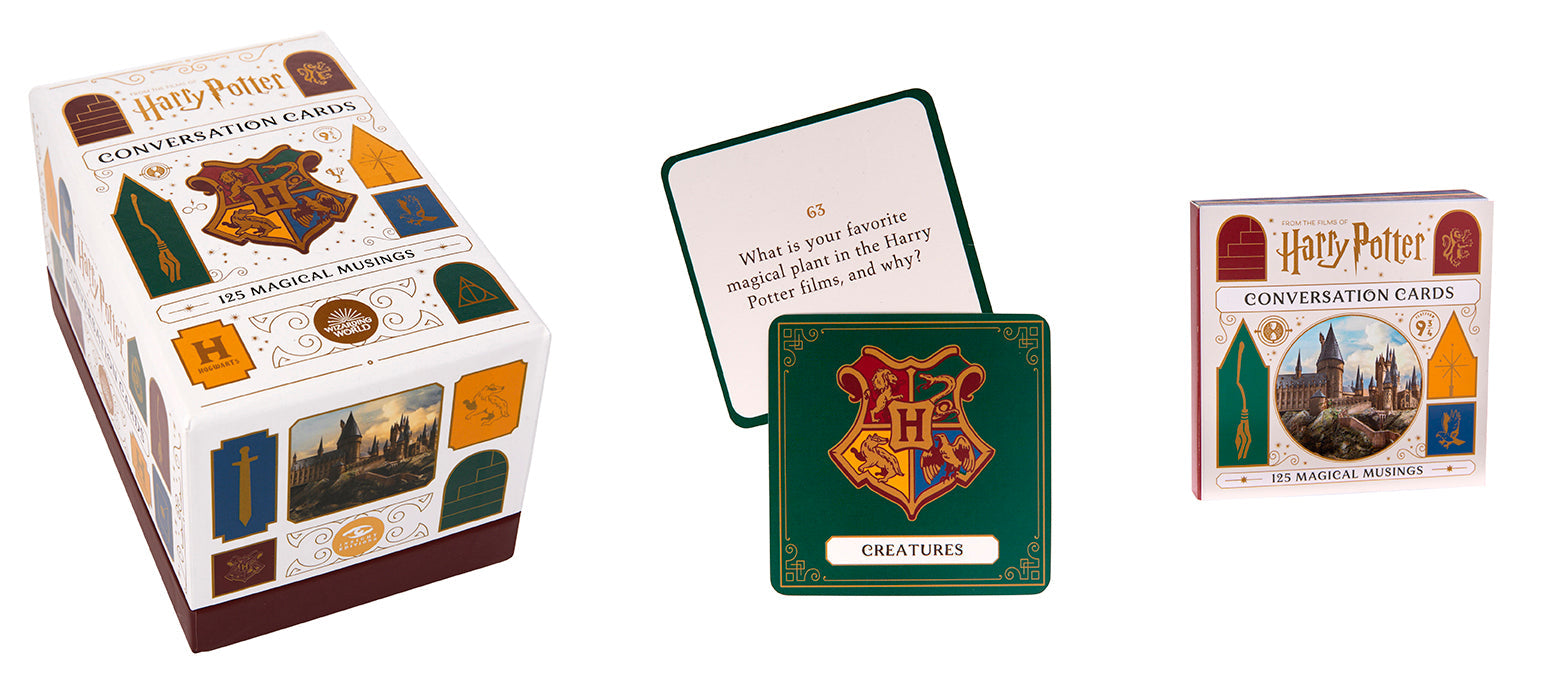 Harry Potter conversation cards by Insight Editions, softcover set featuring magical-themed dialogue prompts and illustrations.