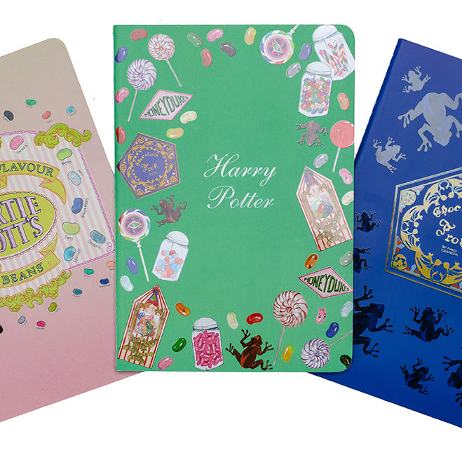 Set of 3 Harry Potter Honeydukes Planner Notebooks by Insight Editions, softcover collection with magical themed covers.