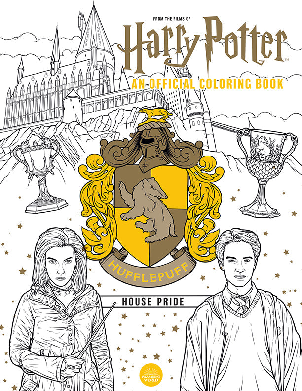 Softcover Harry Potter Hufflepuff House Pride coloring book by Insight Editions featuring the official cover design.