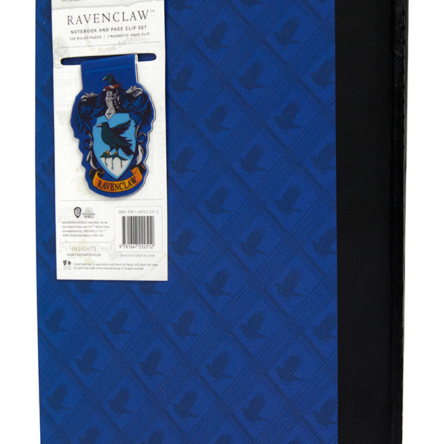 Harry Potter Ravenclaw softcover notebook and page clip set with Ravenclaw crest and themed design by Insight Editions