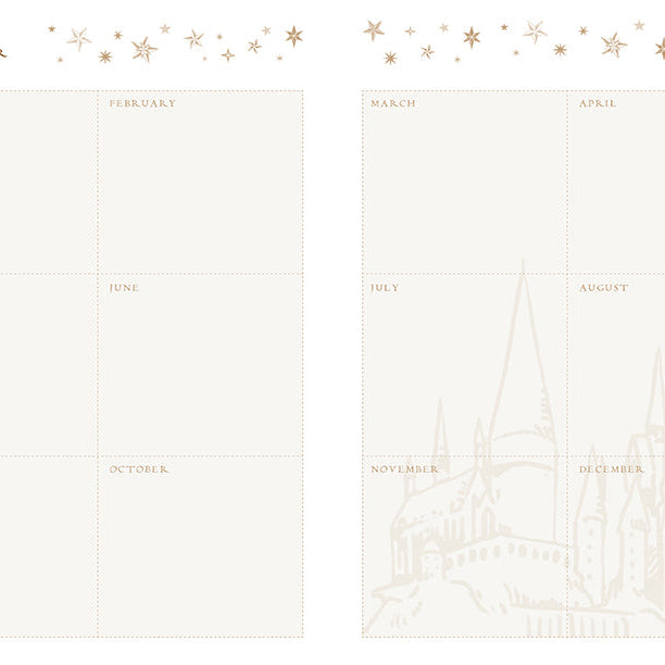 Set of three Harry Potter Welcome to Hogwarts softcover planner notebooks by Insight Editions featuring magical Hogwarts-themed covers.