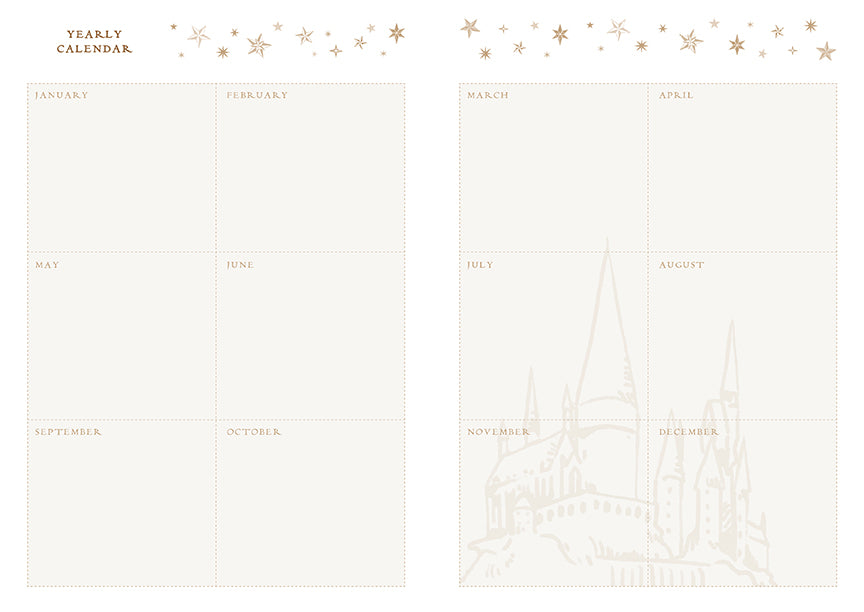 Set of three Harry Potter Welcome to Hogwarts softcover planner notebooks by Insight Editions featuring magical Hogwarts-themed covers.