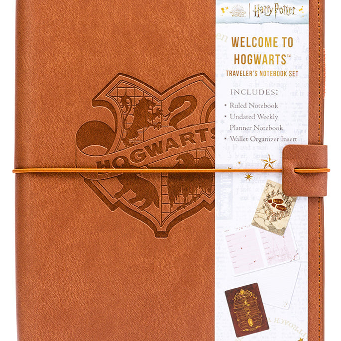 Harry Potter Welcome To Hogwarts Traveler's Notebook Set by Insight Editions, softcover with magical Hogwarts-themed design.