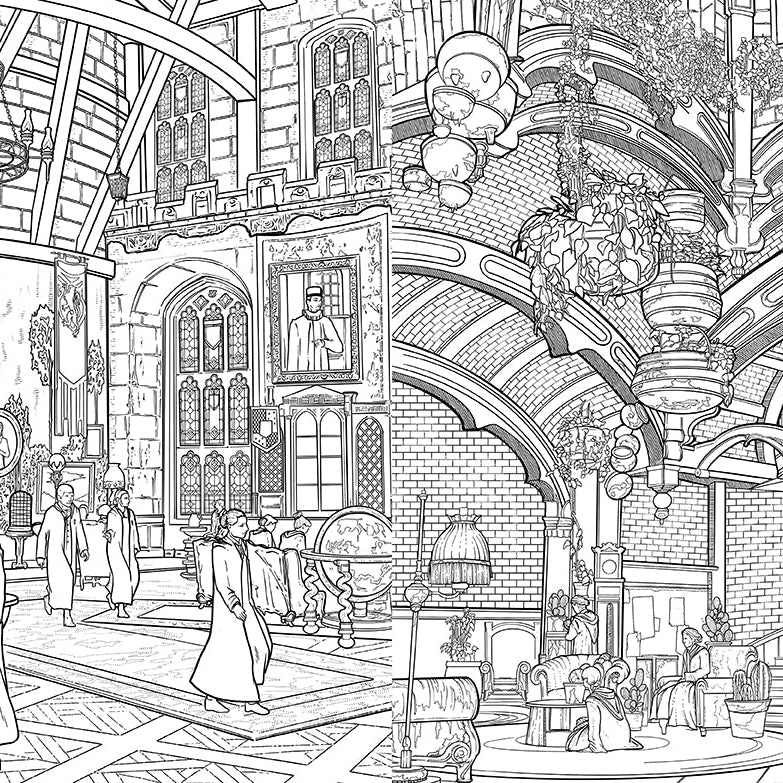 Softcover Hogwarts Legacy official coloring book by Insight Editions featuring magical scenes from the wizarding world.