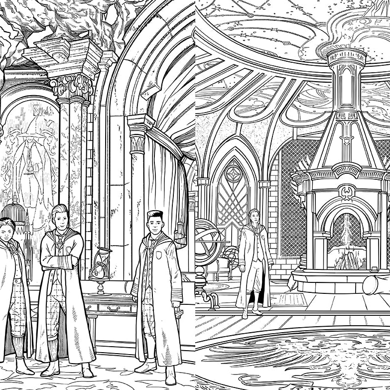 Softcover Hogwarts Legacy coloring book by Insight Editions featuring magical illustrations from the wizarding world.